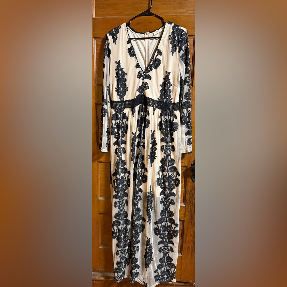 Altar’d State Dress Formal Lace Detail Peach Black Sheer Beautiful Soul X/14-16